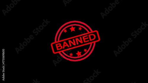 Banned - Stamp, Imprint, Seal Template. Motion Graphics Video Footage. Chroma key. Stamp Imprint Seal Template Animation. Alpha Channel.