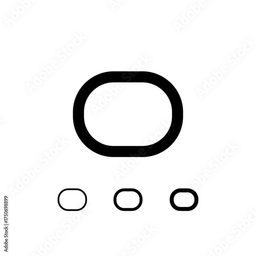 Technical letter O, digital cyber alphabet font, including set of three different thicknesses of the trendy modern letter (regular, medium, bold), vector illustration 10EPS