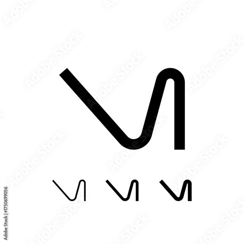 Technical letter V, digital cyber alphabet font, including set of three different thicknesses of the trendy modern letter (regular, medium, bold), vector illustration 10EPS