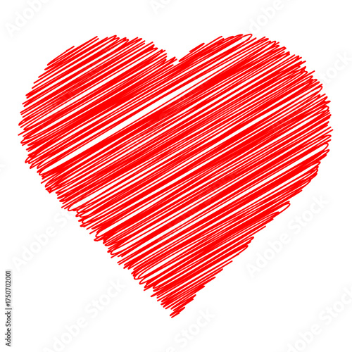 Heart shape made of scribble lines on a white background. Perfect for creative, romantic, or artistic design projects such as posters design element