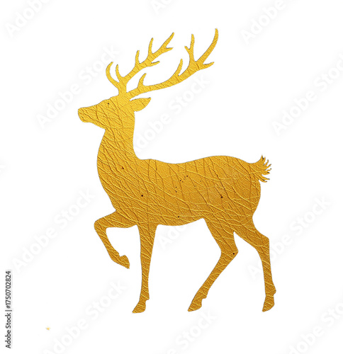 Golden reindeer silhouette nature scene graphic art minimalist design elegant viewpoint holiday concept
