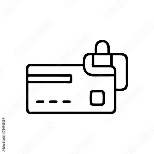 Credit card with a key fob in minimalist line art style  