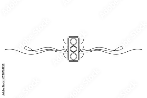 Continuous Line Drawing of Traffic Light,
Single-Line Illustration, Black & White, Modern Graphic Design, Straight