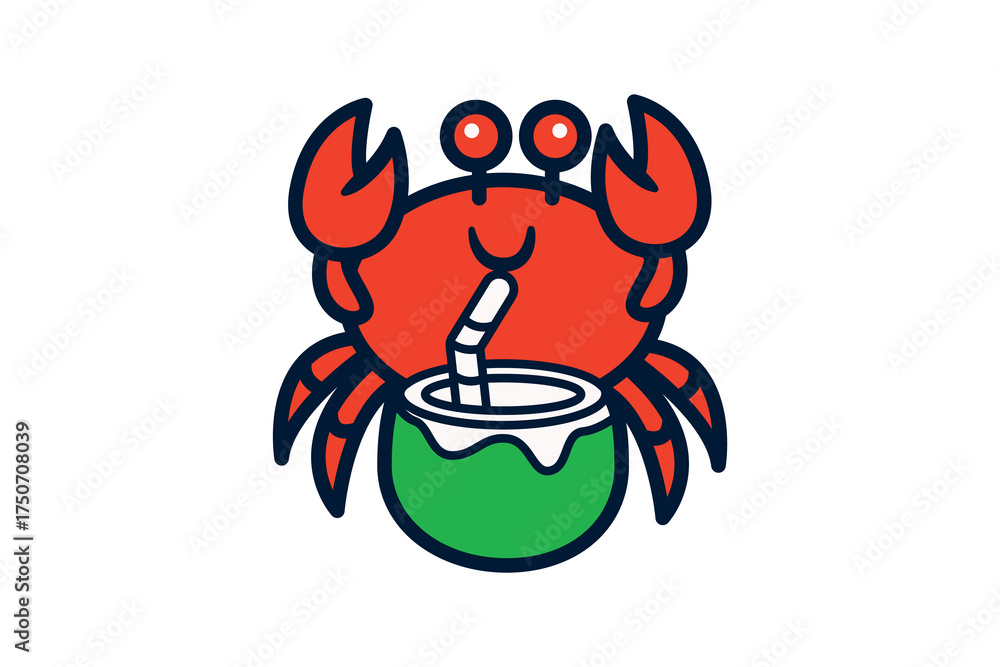 Fototapeta premium Crabby Cheers with Coconut Beach Drink