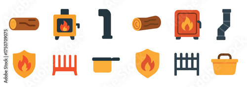 Colorful Woodstove Icons