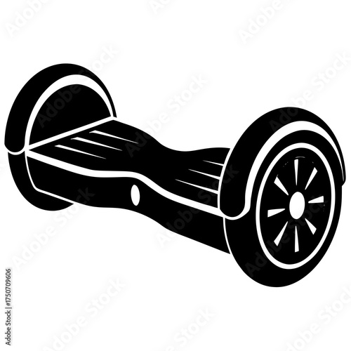 Black silhouette of a two wheeled self balancing electric scooter hoverboard