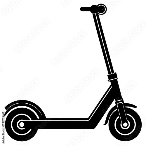Black silhouette of an electric scooter on a white background representing modern urban transportation