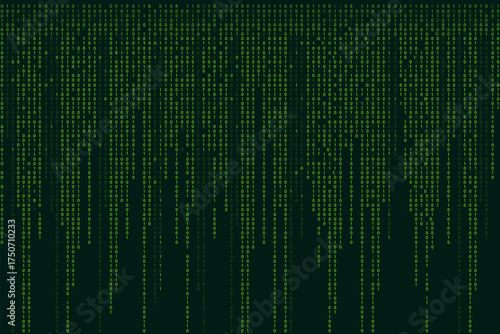 Matrix binary code 0 and 1 numbers. Tech hacker concept. Futuristic Falling digits on dark backdrop. Running random numbers. 