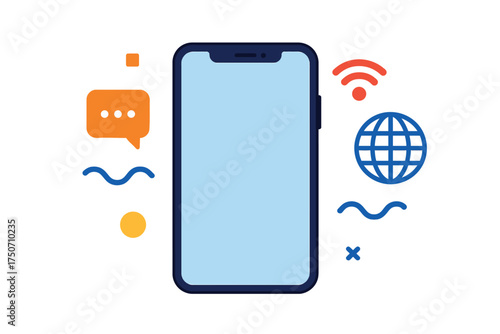 Smartphone Advertisement Minimal Flat Illustration Clean Composition with Device Mockup and Modern Elements for Technology Marketing Concept