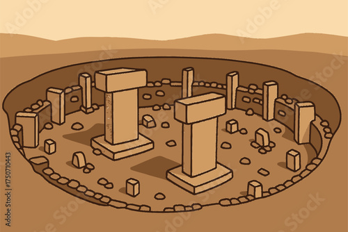Göbekli Tepe Urfa Heritage Site Minimal Vector Illustration
