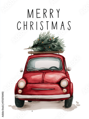 vintage car with christmas tree