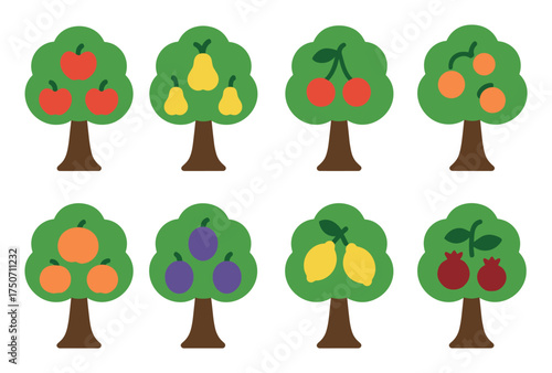 Colorful Fruit Tree Icons