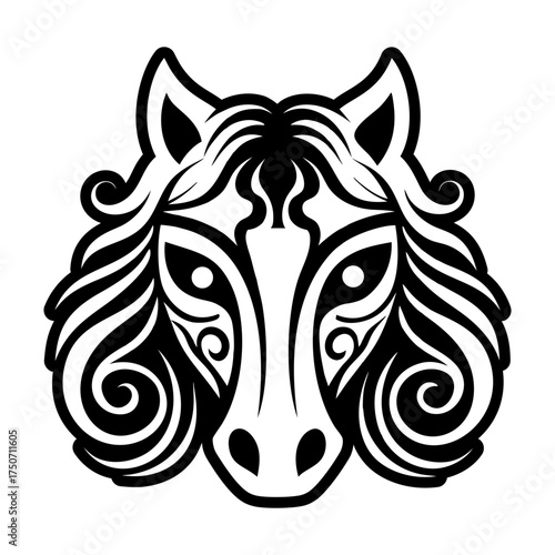 Glyph style icon showing an equine logo