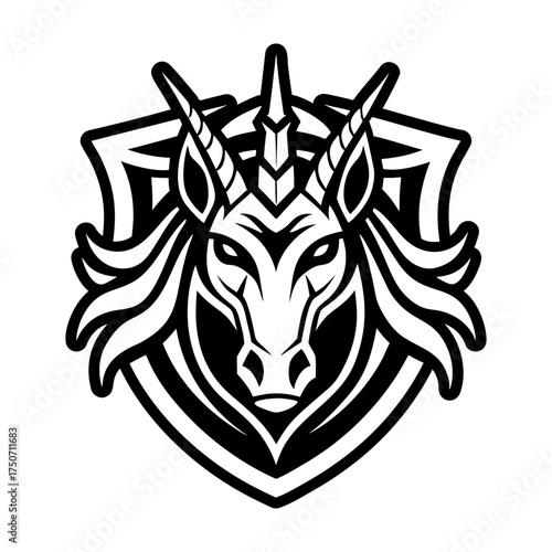 A glyph style icon of an equine head