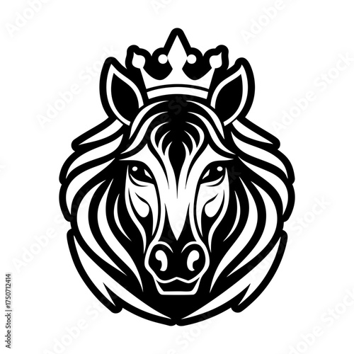 A glyph style icon of an equine head