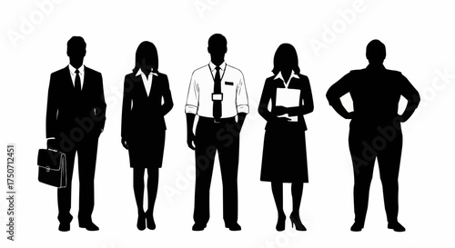 Diverse Group of Business Professionals Silhouettes Standing Together.