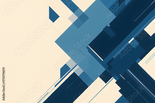 青とベージュの幾何学的抽象背景デザイン
