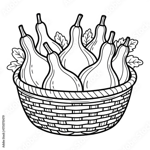 Calabash bottle gourds illustration of a coloring book
