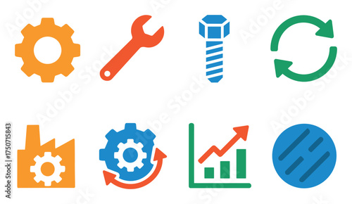 Colorful Gear Icons Grid