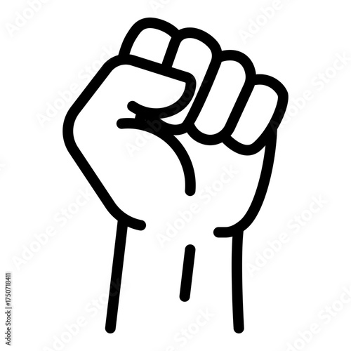 Fist hand gesture icon, symbolizing strength, power, and unity.