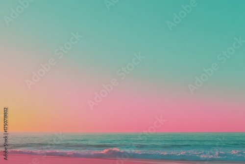 Breathtaking gradient sunset illuminating tranquil ocean waves against pastel sky showcasing serenity and visual harmony embodying the beauty of nature at dusk captured with clarity