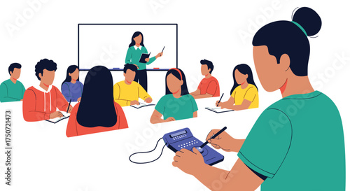 Students Engage in Mathematical Calculations During a Classroom Lesson