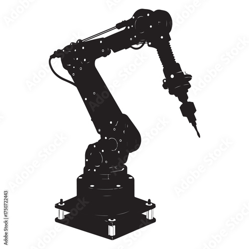 robotic arm rig silhouette vector on white background