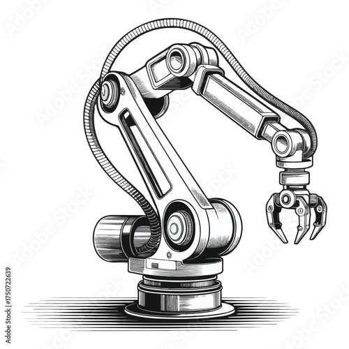 robotic arm rig silhouette vector on white background