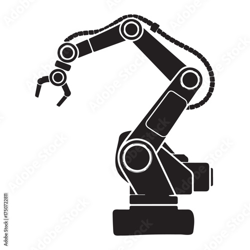 robotic arm rig silhouette vector on white background