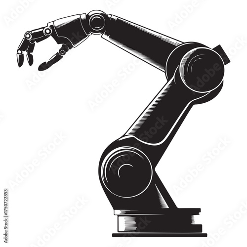 robotic arm rig silhouette vector on white background