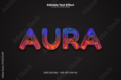 Aura Holographic Liquid Text Effect Vibrant Editable Vector Typography