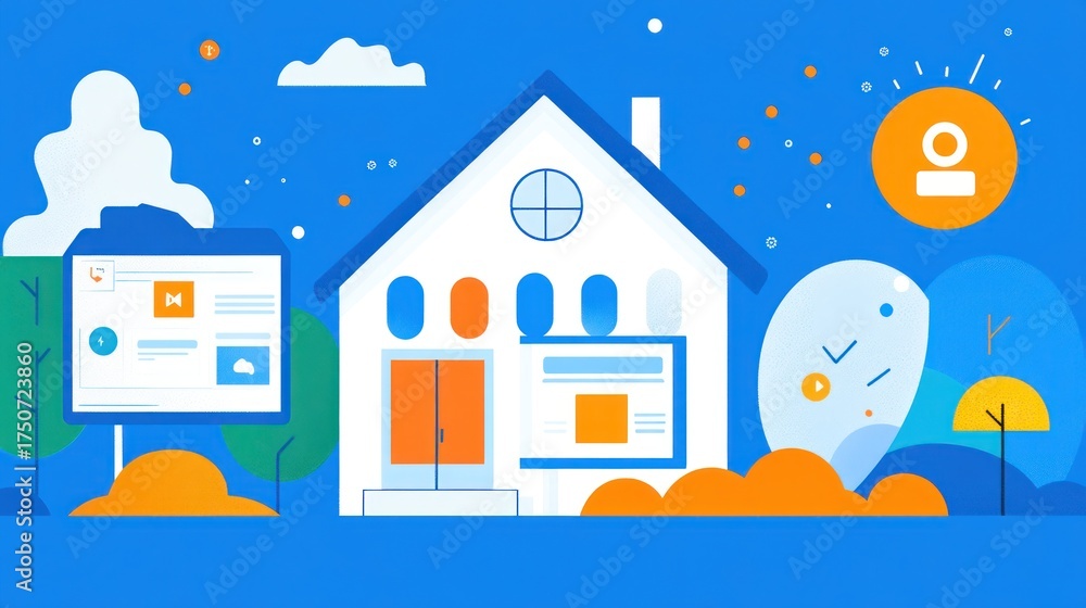 Fototapeta premium Home Office Digital Presentation Background