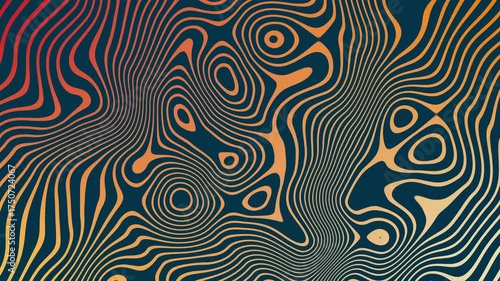 Vibrant Psychedelic Lines Flowing in a Hypnotic Abstract Topographic Animation. Stock Footage