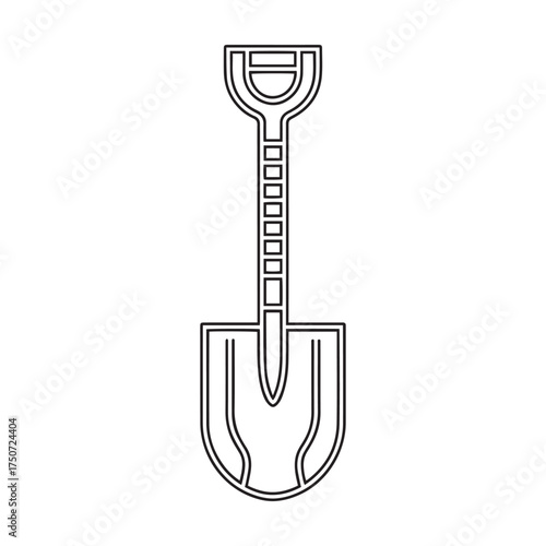 Simple Shovel Outline Vector: Gardening, Digging, and Construction Tool Line Art Illustration