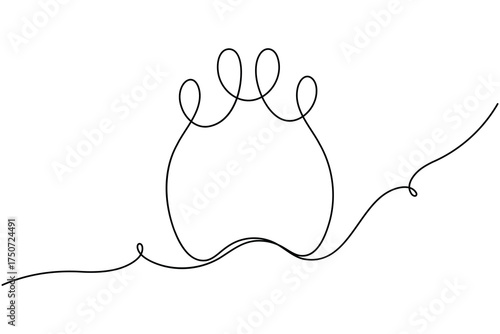 Cute dog paw continuous one line drawing minimal pet outline vector illustration on white background