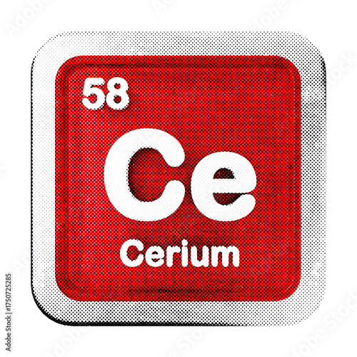 Fotografie 3d periodic table cerium halftone style