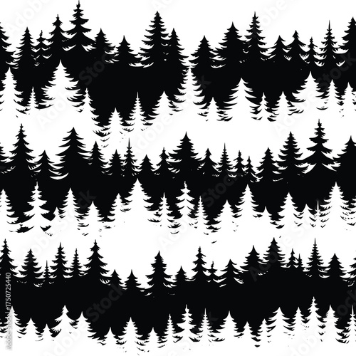 Seamless pattern, coniferous forest, vector design
