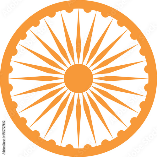 Orange Icon of Ashok Chakra EPS Vector. Indian flag Ashok chakra vector illustration.