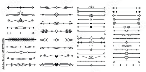 elements or border and page rules frame vector illustration set. Set of decorative vintage vector elements. dividers for your design. Divider, border, header 
