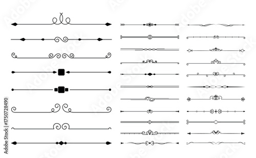 elements or border and page rules frame vector illustration set. Set of decorative vintage vector elements. dividers for your design. Divider, border, header 