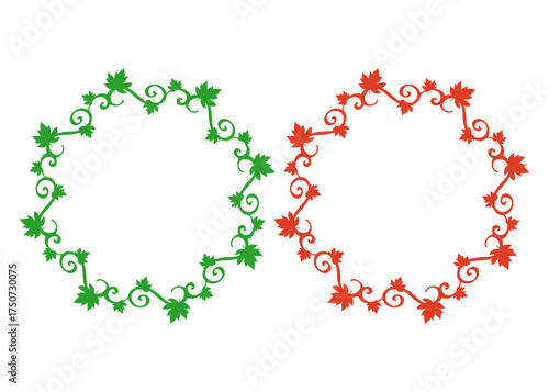 Logo con silueta de hojas con filigrana caligráfica. Corona circular con florituras para tarjetas y felicitaciones del Día de Acción de Gracias