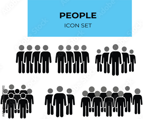 vector isolated people silhouettes set