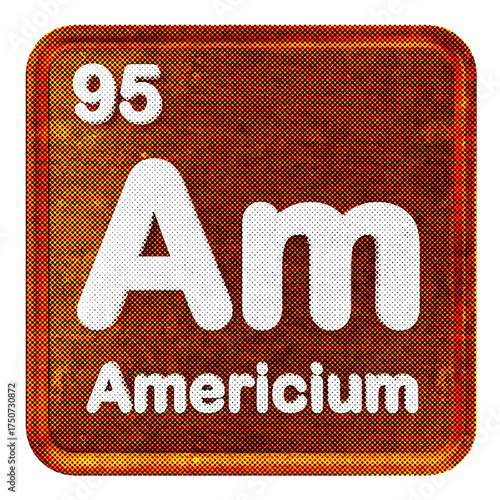 Schilderij op canvas 3d periodic table americium halftone style