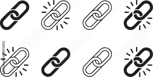 Connecting links icon set for network and web