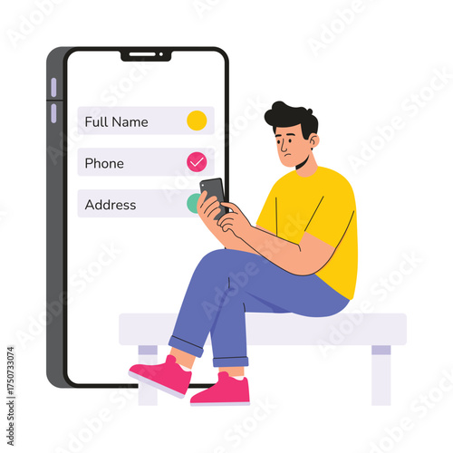 Editing user account or profile data illustration