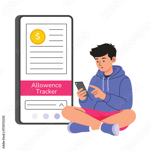 Managing weekly budget or digital payout illustration