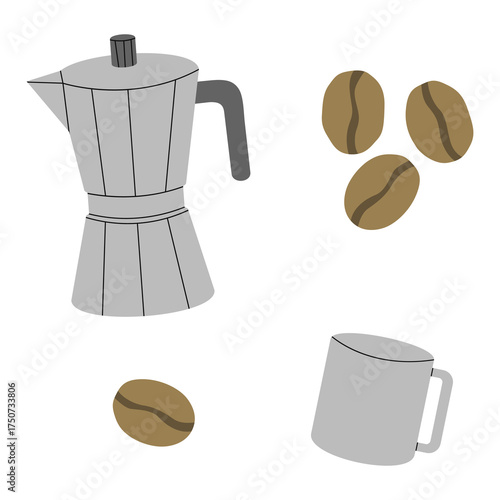 Coffee elements set 2, PNG illustration.