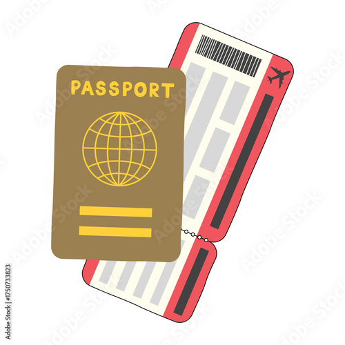 Passport and boarding pass, PNG illustration.