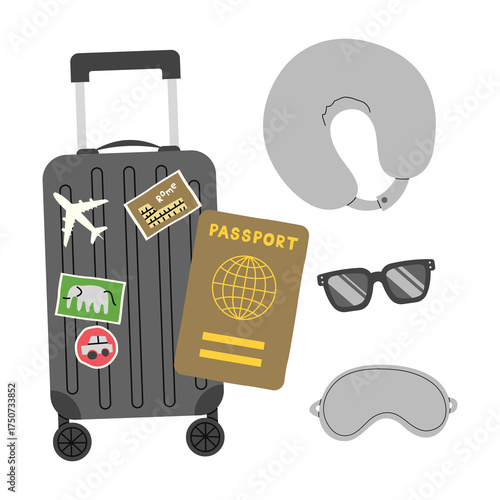 Travel elements set 4, PNG illustration.