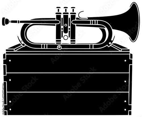 music illustration trumpet silhouette patriotic logo remember icon service outline honor soldier military tribute american ceremony veteran war parade shape with vector graphic background